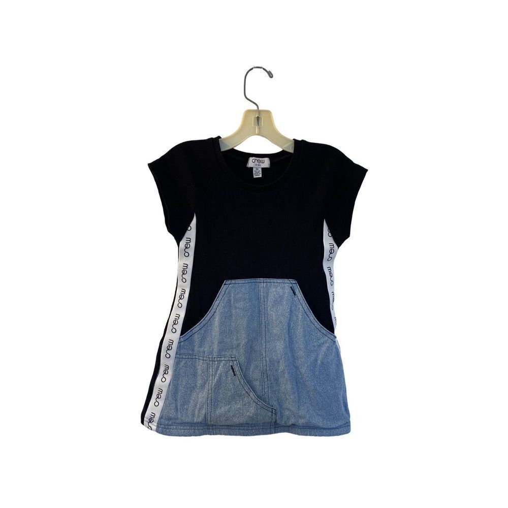 ￼J.crew/ crew kids black and denim short sleeve dress size 3T